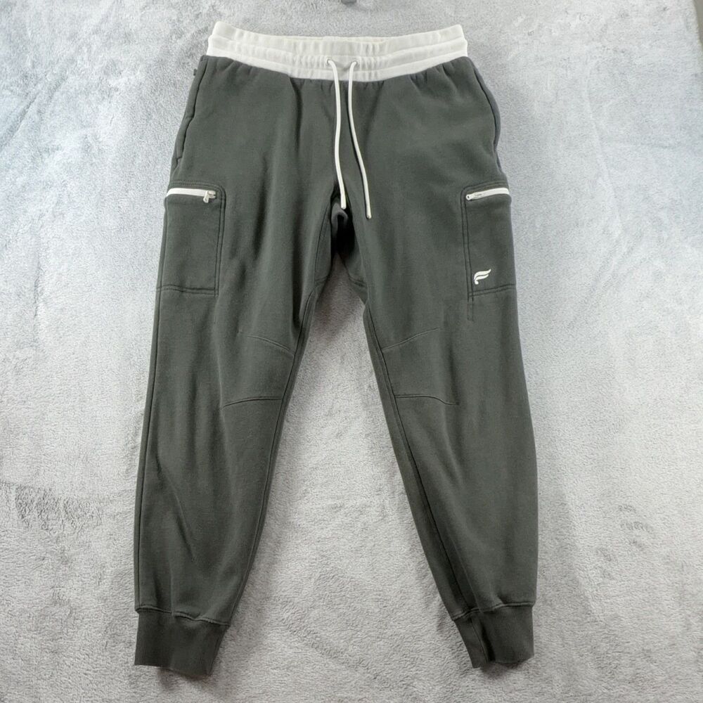 Fabletics Women's Jogger Pants Large Dark Grey Drawstring Pockets Tapered Active